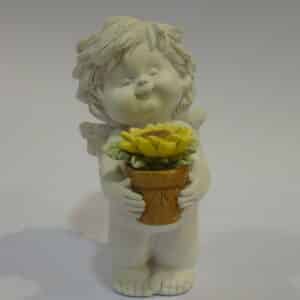 Igor stehend mit Sonnenblumentopf